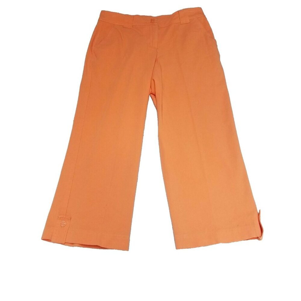 New Coldwater Creek Ivy Fit Orange Cropped Leg Twill Pants Size 6 Natural Waist